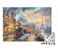 Paris Train Night Scene 1000 Piece Jigsaw Puzzle for Adults 38x26cm/1000pcs