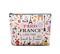 Paris Travel Makeup Bag Gifts for Women, Paris Trip Themed Souvenirs Makeup Bag for Travel Lover, Paris Souvenirs Gift from France for Friends, Mom, Sister, Zipper Pouch Bag Purse