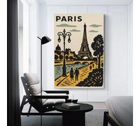 Paris Travel Poster with Eiffel Tower Wall Canvas for Living Room for Living Room Kitchen Home Decorations Modern Art Prints 20x30inch(50x75cm)