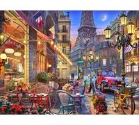 Paris Twilight Jigsaw Puzzle - 500 Piece Puzzles for Adults, Eiffel Tower Puzzle, Paris Cafe with Vivid Colors, Intricate Design, Precision Cutting, Recycled Materials, from VCC