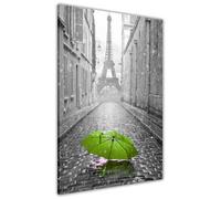 Paris Umbrella Green Canvas Wall Art Picture Print for the Living Room, Bedroom, Home Decor