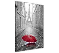 Paris Umbrella Red Canvas Wall Art Picture Print for the Living Room, Bedroom, Home Decor