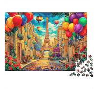 Paris View 1000 Piece Thick Sturdy Pieces Balloon Paris Group Jigsaw Puzzle Interlocking Tightly Secret Santa Gift Museum-quality Print 52x38cm/1000pcs