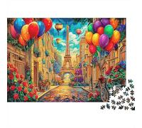 Paris View Colourful Puppy with Colorful Balloons 1000 Pcs Jigsaws for Adults The Impossible Challenge Fun Present 38x26cm/1000pcs