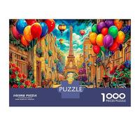 Paris View Paperboard Paris Street with Colorful Balloons Classic Jigsaw Puzzle Collectible Secret Santa Gift 52x38cm/1000pcs