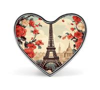Paris Vintage Floral Lapel Pin Heart Brooch Premium Aluminum Alloy Badge Lightweight Wearable Badge Cute Love Brooch For Valentine'S Day Mother'S Day Wedding Daily Wear & Gift Pin