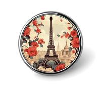 Paris Vintage Floral Round Lapel Pin Women's Novelty Buttons & Pins Metal Badge Cute Brooch Retro Pinback Badge Fashion Bag Pins for Hat Backpacks Tie Suit Wedding Party Accessory, silver, Circular