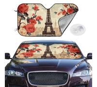 Paris Vintage Floral Windshield Sun Shade for Car,Personalized Front Window Sun Shade Visor Shield Cover Foldable Car Sun Shade Uv Ray Reflector Keeps Your Vehicle Cool 51x27.5 Inch