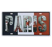 Paris Vintage Metal Tin Sign Auto License Plate, Embossed Tag Size 6" X 12"