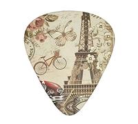 Paris Vintage Postcard Guitar Plectrums 12 Pieces Set :>> Comfortable In The Hand With Smooth Edges Three Thicknesses To Match