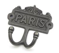 Vintage Style Twin Coat Hook Cast Iron Paris Victorian Repro Double Peg 110mm x 120mm