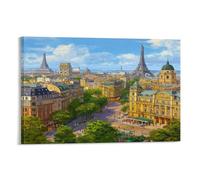 Paris Warm Summer Day Wall Decor Poster France Canvas Prints Picture Modern Wall Art Modern Decor Picture Hanging for Living Room Bedroom Home Decorations 16x24inch(40x60cm)