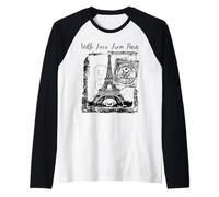 Paris with Love from Paris France French Postcard Raglan Baseball Tee