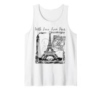 Paris with Love from Paris France French Postcard Tank Top