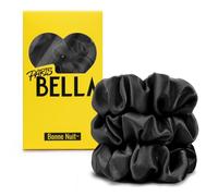 PARISBELLA NO DAMAGE Silk Satin Scrunchies For Hair, Ouchless Satin Hair Ties for Women and Girls, Black, Pack of 3