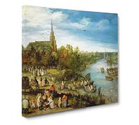 Parish Fair In Schell by Pieter bruegel the elder Canvas Print | Gallery Wrapped 30mm Frame Wall Art | 14x14 inches | Ready to Hang | Classic Picture | Living Room Bedroom Lounge Office