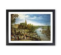 Parish Fair in Schell by Pieter Bruegel The Elder Framed Print | A2 Black Framed Wall Art | Ready to Hang | Modern Nature Picture | Living Room Bedroom Lounge Office