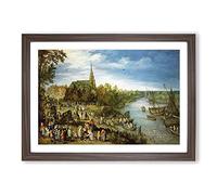 Parish Fair in Schell by Pieter Bruegel The Elder Framed Print | A2 Walnut Framed Wall Art | Ready to Hang | Modern Nature Picture | Living Room Bedroom Lounge Office