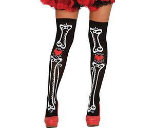 Parisian black socks with bones and hearts print