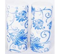 Parisian Blue Spots Salt and Pepper Set Ceramic Porcelain Round Blue Floral Swirl White Cruet Set Hand Decorated in UK