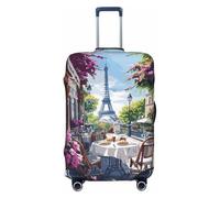 Parisian Cafe With Eiffel Travel Luggage Covers - Elasticity Suitcase Covers Protector for Luggage 18-32 Inch
