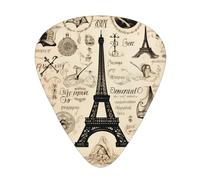 Parisian Coffee Eiffel Tower 12 Pack Guitar Plectrums With Storage Case, 0.46/0.71/0.96mm, Including Thin, Medium Thick Guitar Plectrums For Electric Guitars Bass Ukulele