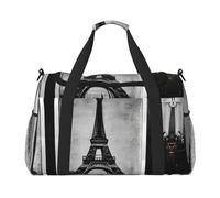 Parisian Coffee Eiffel Tower Print Everyday Use Travel Duffle Bag Large Capacity Travel Bag Stylish Functional Bag, Black, One Size