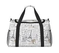 Parisian Coffee Eiffel Tower Print Large Capacity Hand Carry Bag for Women Foldable Carry On Tote for Airplane Travel