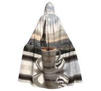 Parisian Coffee Eiffel Tower02 Adult Halloween Party Cloak-Stylish Pumpkin Theme Hooded Wizard Robe Cosplay Costumes