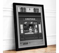 Parisian Creperie Vintage Framed Wall Art Print A1 (84.1×59.4cm) Black, Wall Decor for Living Room, Bedroom, Office & Home, Ready to Hang, Art Gift
