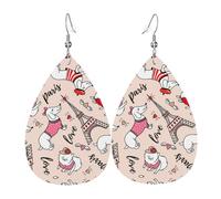 Parisian Dachshund And Eiffel Tower Women'S Drop-Shaped Leather Earrings Are Suitable For Parties, Holiday Parties And Gifts.