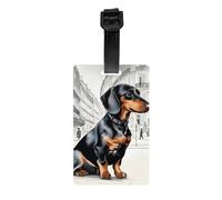 Parisian Dachshund Luggage Tags for Suitcases Durable ID Tags Bag Tags for Easy Bag Recognition Travel Essentials, White, One Size