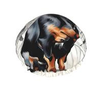 Parisian Dachshund Print Shower Cap For Women,Reusable Bath Cap,Breathable Shower Caps,Bathing Shower Caps With Adjustable