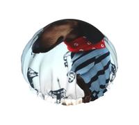 Parisian Dachshund Printed Double-Layer Waterproof Shower Cap - Reusable Spa & Face Mask Bathing Hat for Travel, Home Care & Beauty Routine