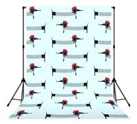 Parisian Dachshund Printed Portrait Backdrop, Non Reflective Polyester Screen, Smooth Background for Recording
