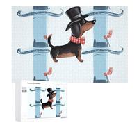 Parisian Dachshund Wooden Puzzles for Adults 1000 PCS Unique Shape Puzzles Wall Art Home Decor for Puzzle Lovers, Family, Friend Creative Gift Toys
