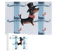 Parisian Dachshund Wooden Puzzles for Adults 300 PCS Unique Shape Puzzles Wall Art Home Decor for Puzzle Lovers, Family, Friend Creative Gift Toys
