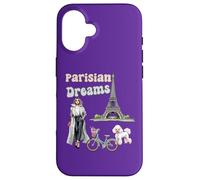 Parisian Dreams, Eiffel Tower, dog and a bicycle, Love Paris Case for iPhone 16