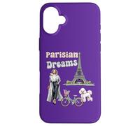 Parisian Dreams, Eiffel Tower, dog and a bicycle, Love Paris Case for iPhone 16 Plus