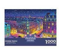 Parisian Night Jigsaw Puzzles Puzzles for Adults Kids. 1000 Piece Snowy Cityscape Impossible Challenge Toy Educational Games Home Decoration for Adults& Kids Age 14 Years Up 38x26cm/1000pcs