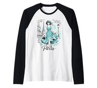 Parisian Night Stroll Art Romantic Women Paris Eiffel Tower Raglan Baseball Tee