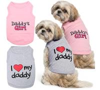 Parisian Pet 2 Pack Dog Shirts - 100% Cotton Shirts for Medium Dogs - Sleeveless I Love My Daddy & Daddy’s Girl Dog Clothes - Breathable Summer Pet Apparel - Stretchy and Stylish T Shirts for Dogs