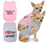 Parisian Pet 2 Pack Dog Shirts - 100% Cotton Shirts for Small Dogs - Sleeveless I Love My Daddy & Daddy’s Girl Dog Clothes - Breathable Summer Pet Apparel - Stretchy and Stylish Puppy T Shirts