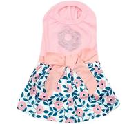 Parisian Pet Cherry Blossoms Summer Dog Dress - Stretchable Neckline, Sleeveless, Machine Washable for Large Dogs, Girls