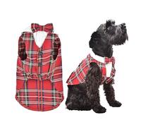 Parisian Pet Designer Tartan White/Red Dog Tuxedo Holiday Party Special Occasion