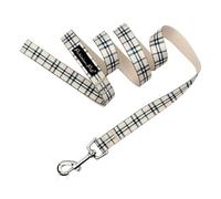 Parisian Pet Dog Lead - 4ft Long, Scottish Khaki Plaid Print, Durable Nylon Dog Training Leash - Traction Rope for Small/Medium Dogs