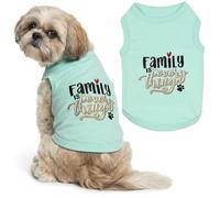 Parisian Pet Dog Shirt - 100% Cotton Shirts for Medium Dogs - Blue Sleeveless Puppy Clothes - Lightweight and Breathable Dog Apparel - Family is Everything Dogs Clothes - Stretchy Pet T Shirts