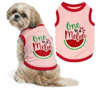 Parisian Pet Dog Shirt - 100% Cotton Shirts for Medium Dogs - Pullover Sleeveless Puppy Vest - Breathable Cute Watermelon Pet Apparel - Pink Summer Dog Clothes - Stretchy T Shirts for Dogs