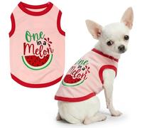 Parisian Pet Dog Shirt - 100% Cotton Shirts for Small Dogs - Pullover Sleeveless Puppy Vest - Breathable Cute Watermelon Pet Apparel - Pink Summer Dog Clothes - Stretchy T Shirts for Dogs