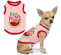 Parisian Pet Dog Shirt - 100% Cotton Shirts for Small Dogs - Pullover Sleeveless Puppy Vest - Breathable Cute Watermelon Pet Apparel - Pink Summer Dog Clothes - Stretchy T Shirts for Dogs